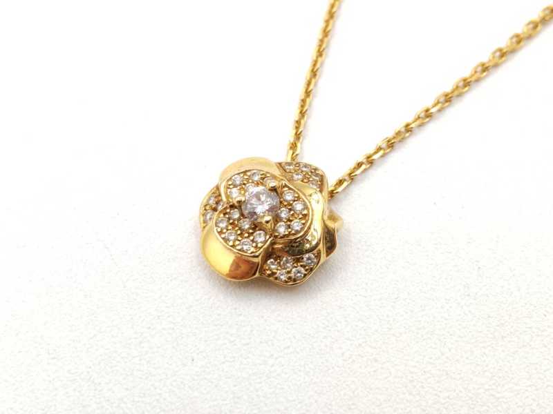 シャネル買取 カメリアネックレス750YG